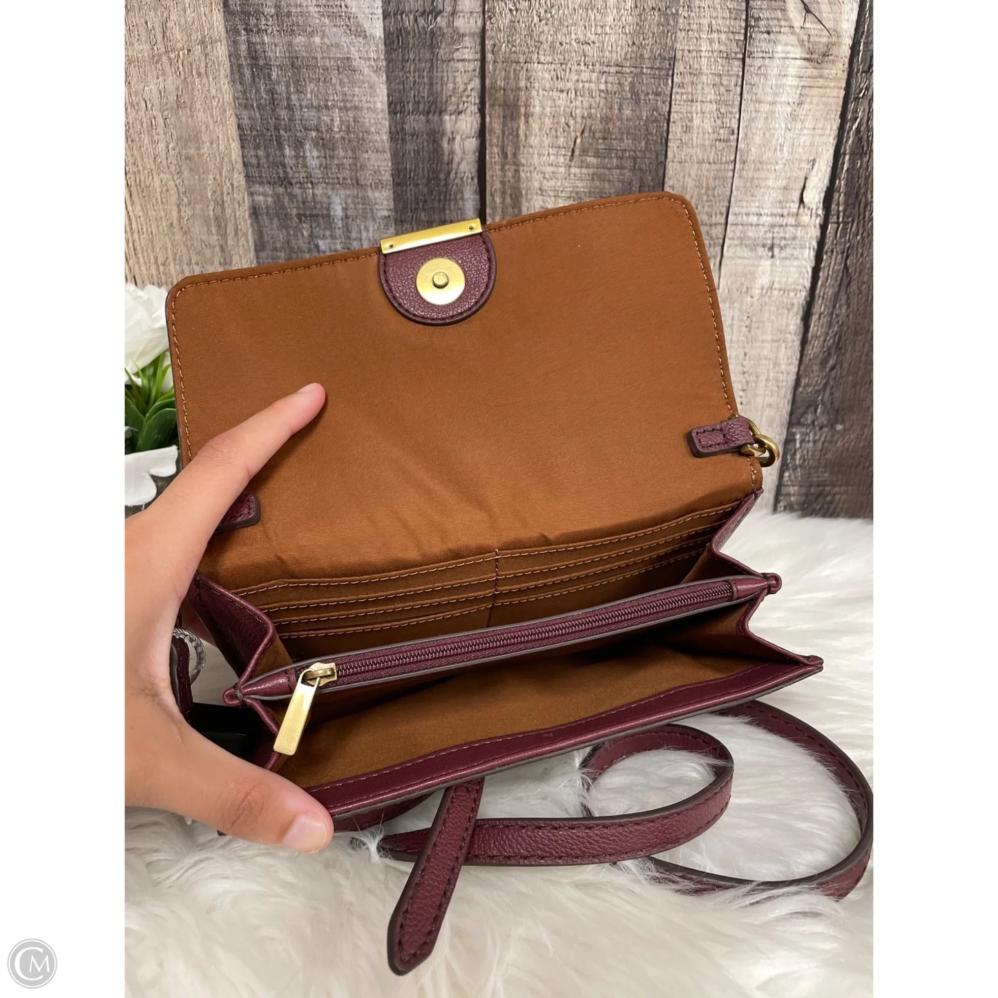 Crossbody Leather By Fossil, Size: Medium