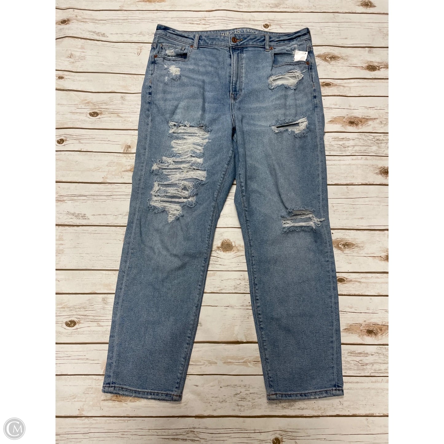 Jeans Boyfriend By American Eagle In Blue Denim, Size: 16