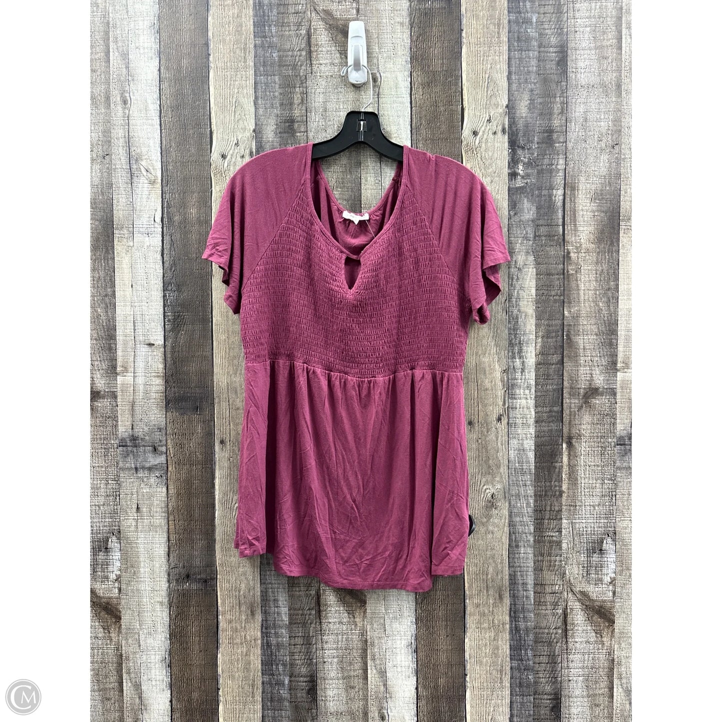 Top Short Sleeve By Maurices In Maroon, Size: L