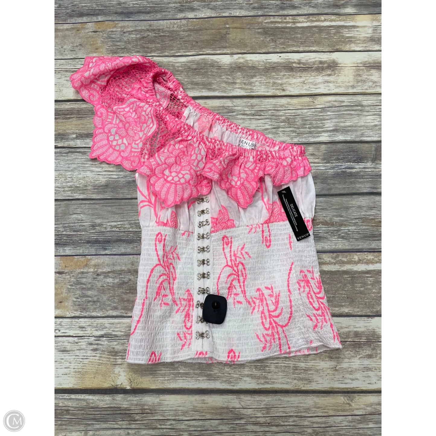 Top Sleeveless By Venus In Pink & White, Size: M