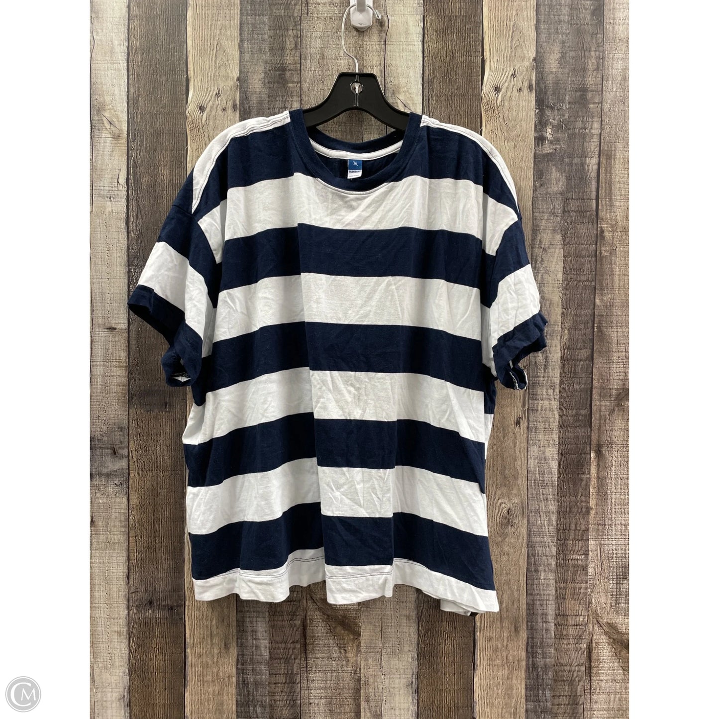 Top Short Sleeve By Old Navy In Blue & White, Size: 2x