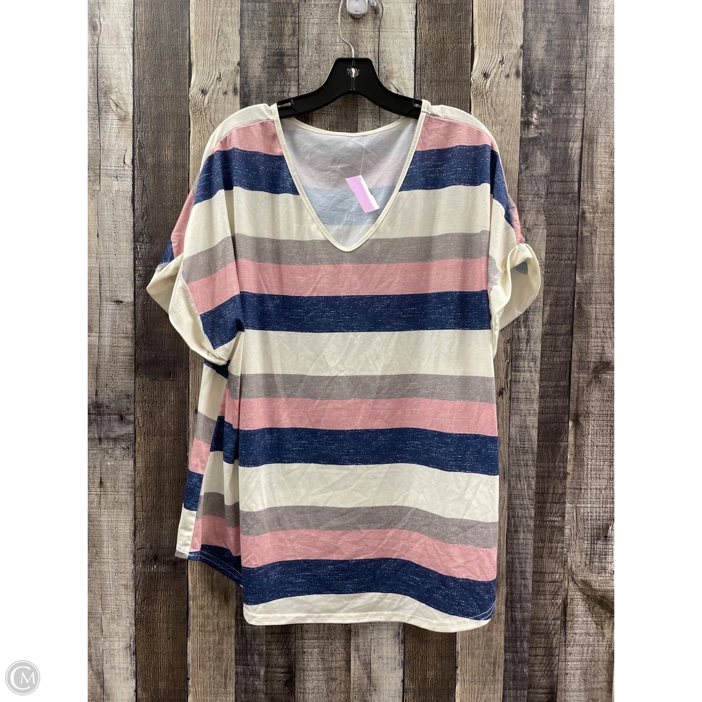 Top Short Sleeve By Shein In Striped Pattern, Size: 2x