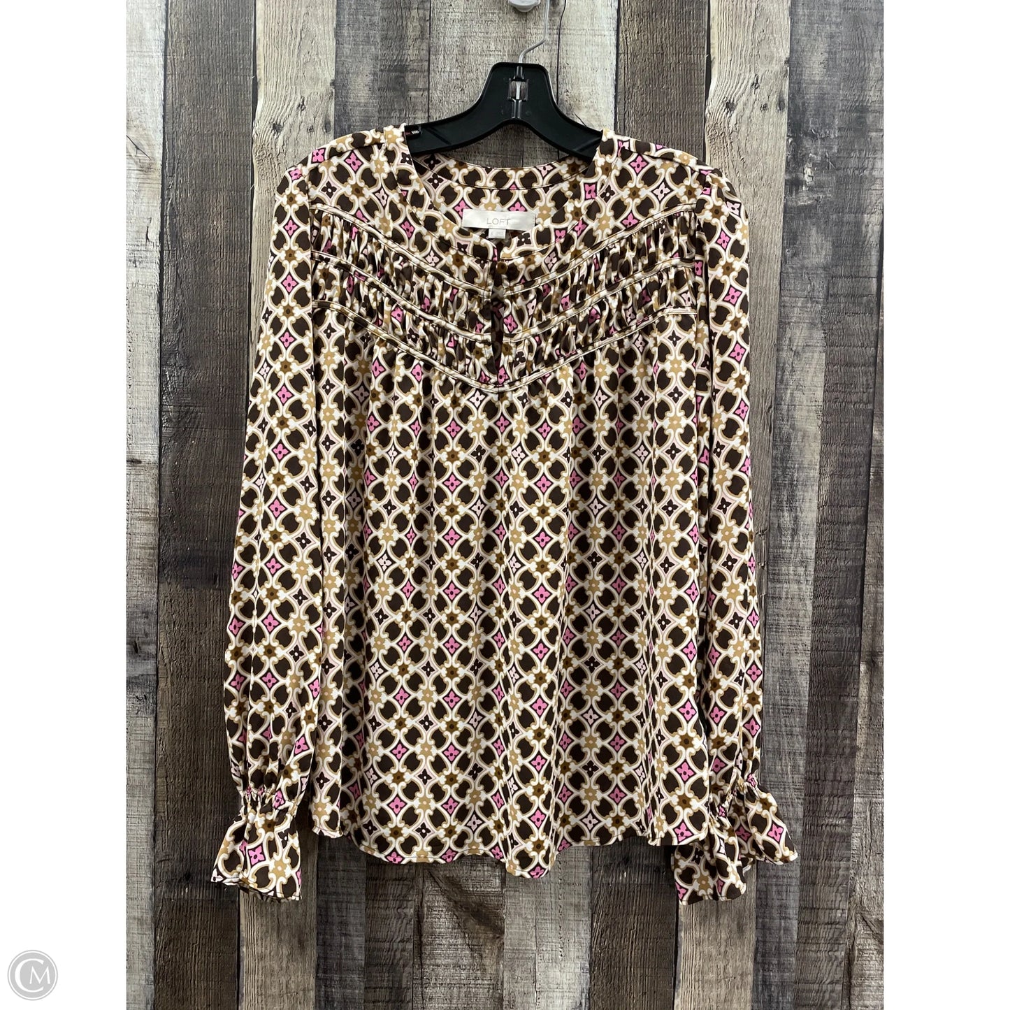 Top Long Sleeve By Loft In Brown, Size: L