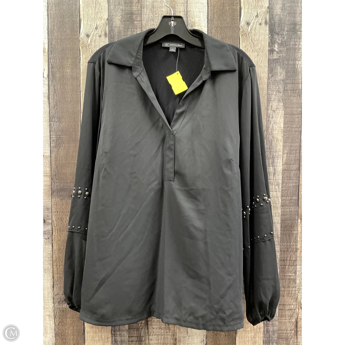 Blouse Long Sleeve By Inc In Black, Size: L