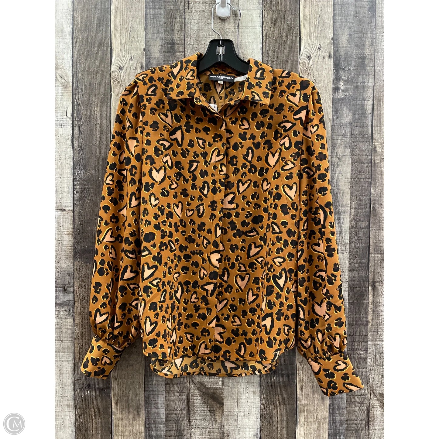 Top Long Sleeve Designer By Karl Lagerfeld In Animal Print, Size: Xs