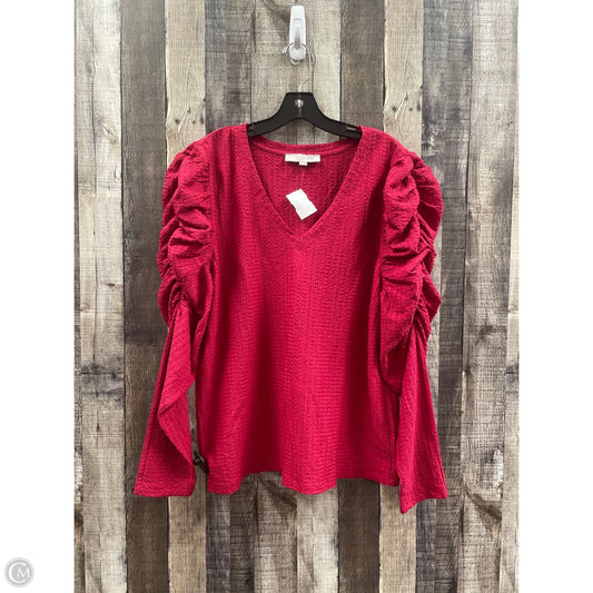 Top Long Sleeve By Loft In Red, Size: Xl