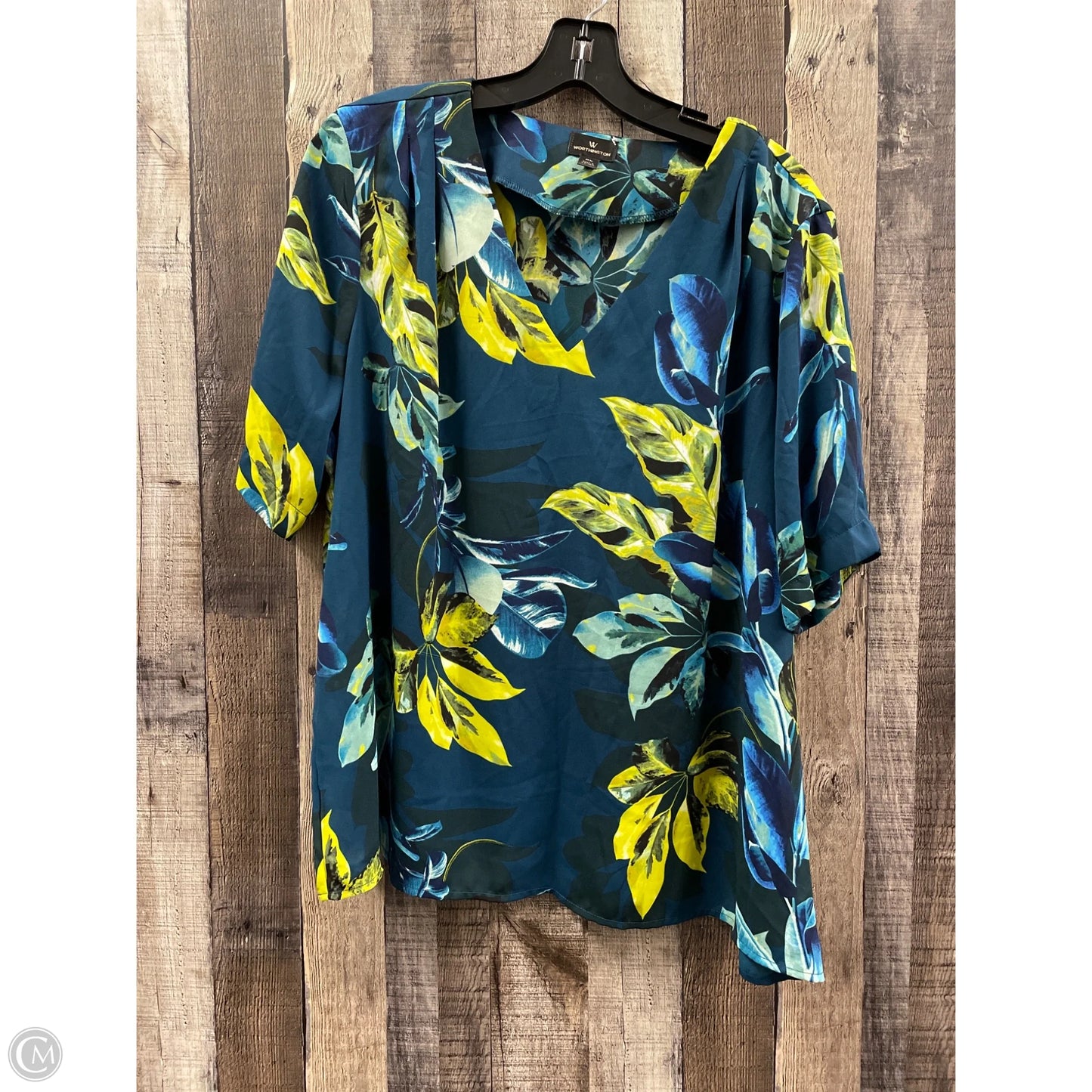 Top Short Sleeve By Worthington In Blue & Green, Size: Xl