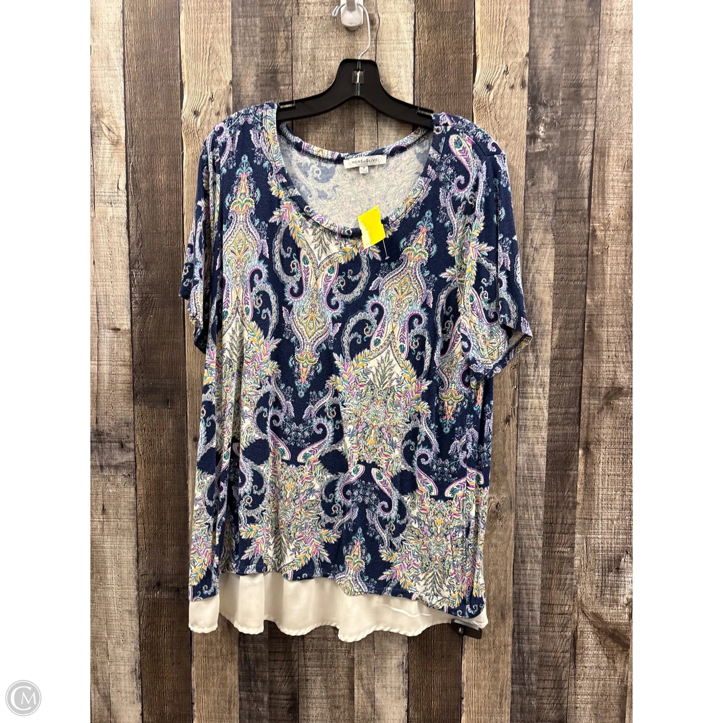 Top Short Sleeve By Rose And Olive In Multi-colored, Size: 1x