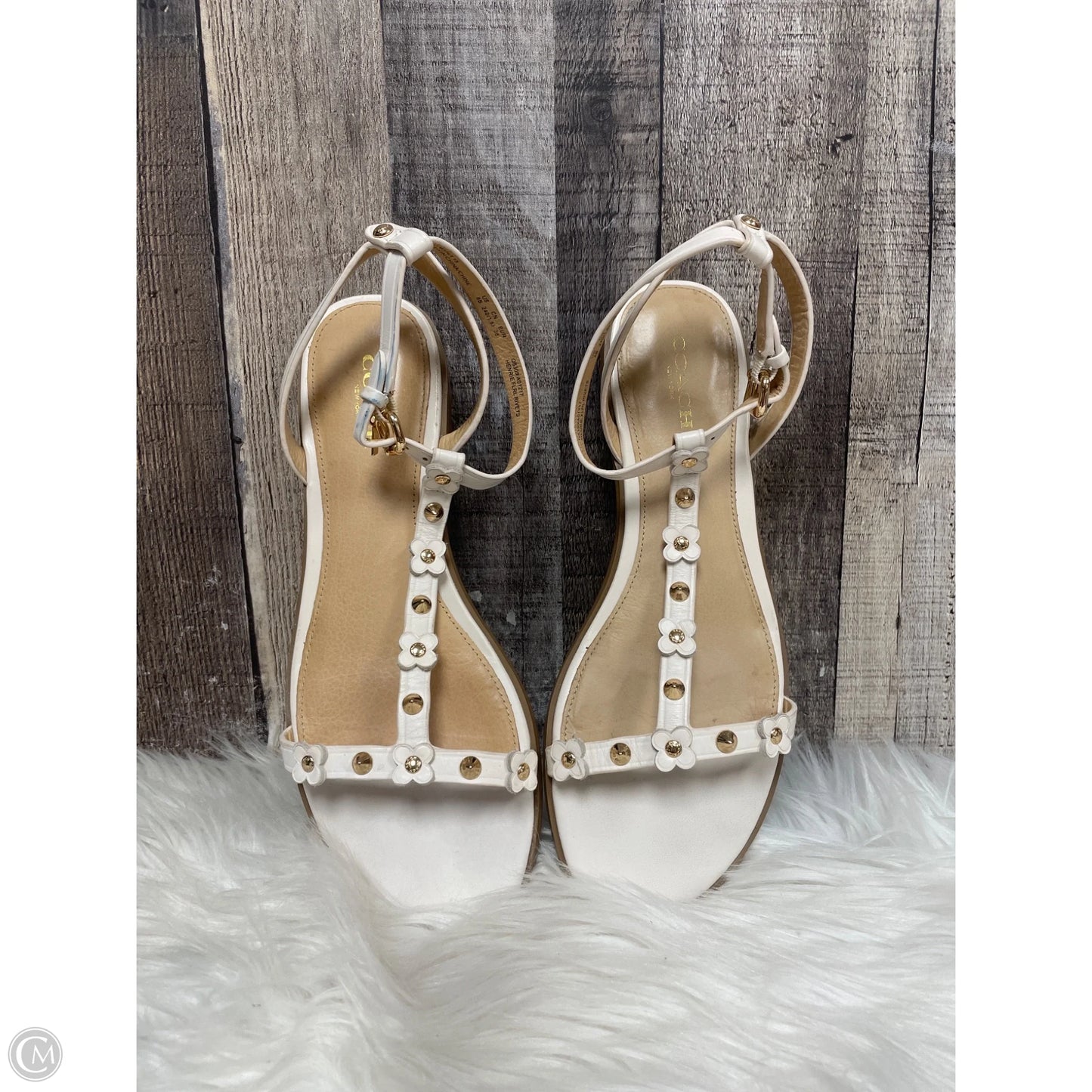 Sandals Designer By Coach In Cream, Size: 8