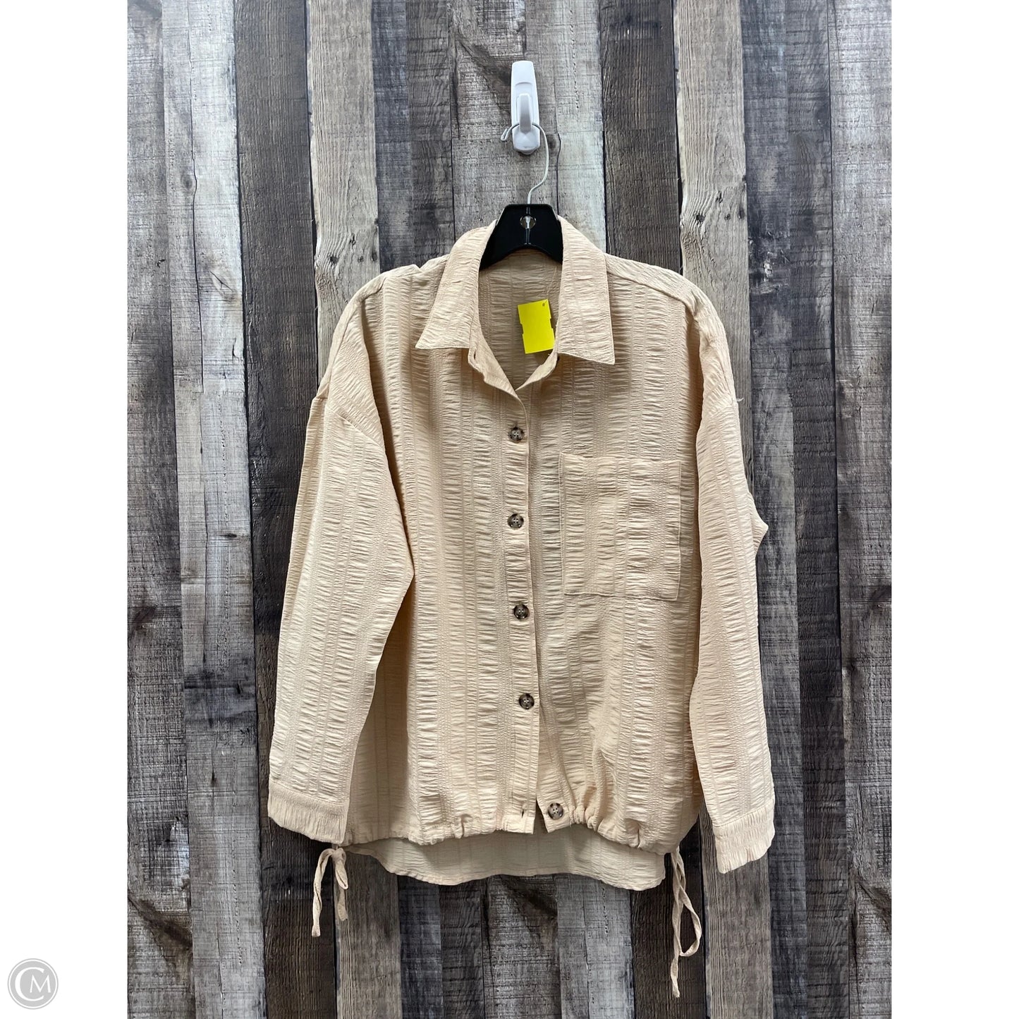Top Long Sleeve By Emery Rose In Tan, Size: S
