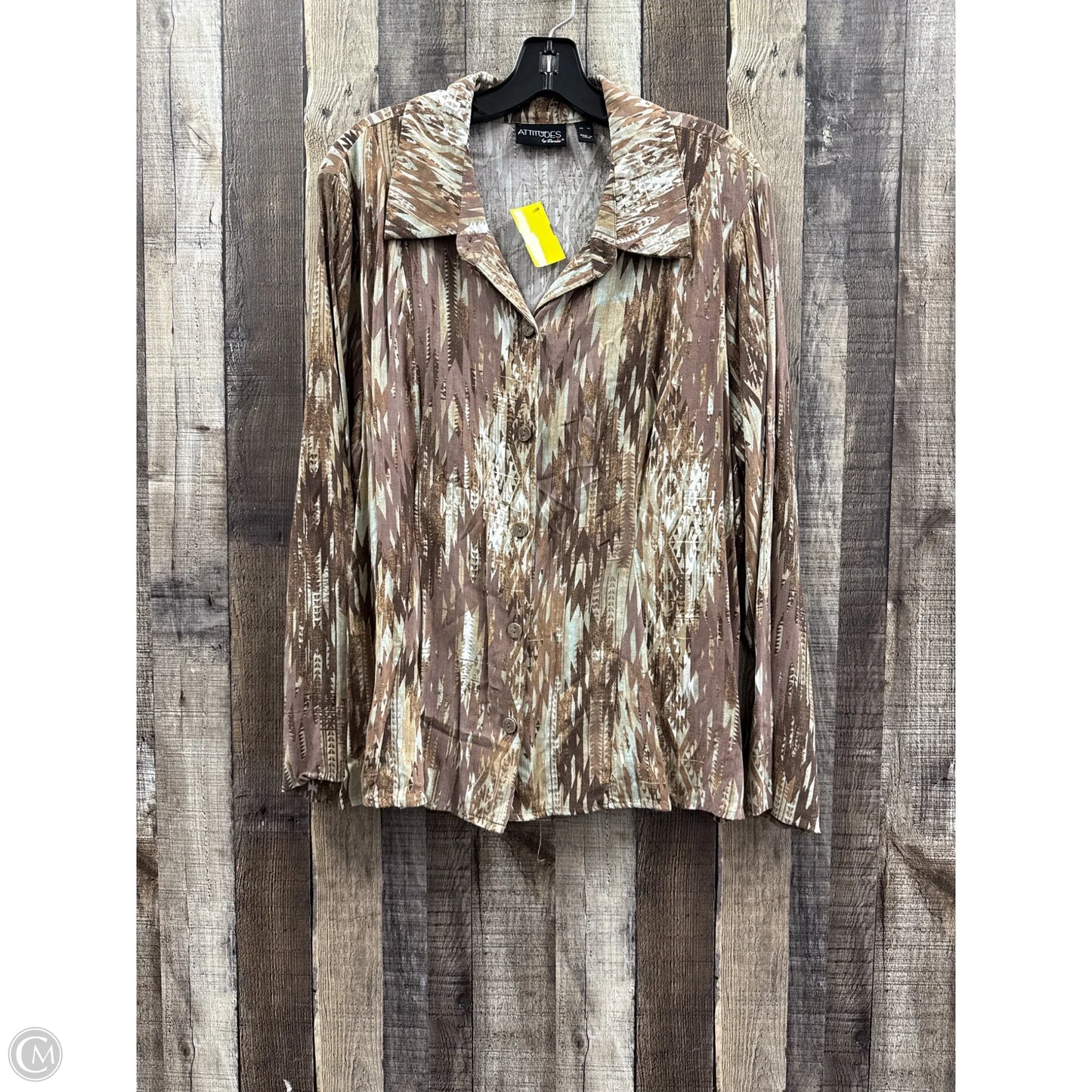 Top Long Sleeve By Cme In Brown, Size: Xl