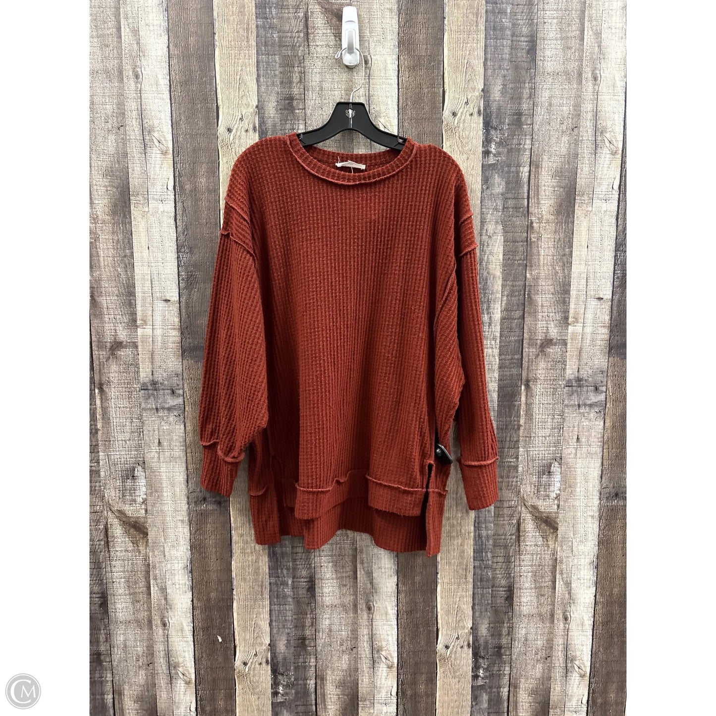 Top Long Sleeve By Zenana In Brown, Size: L