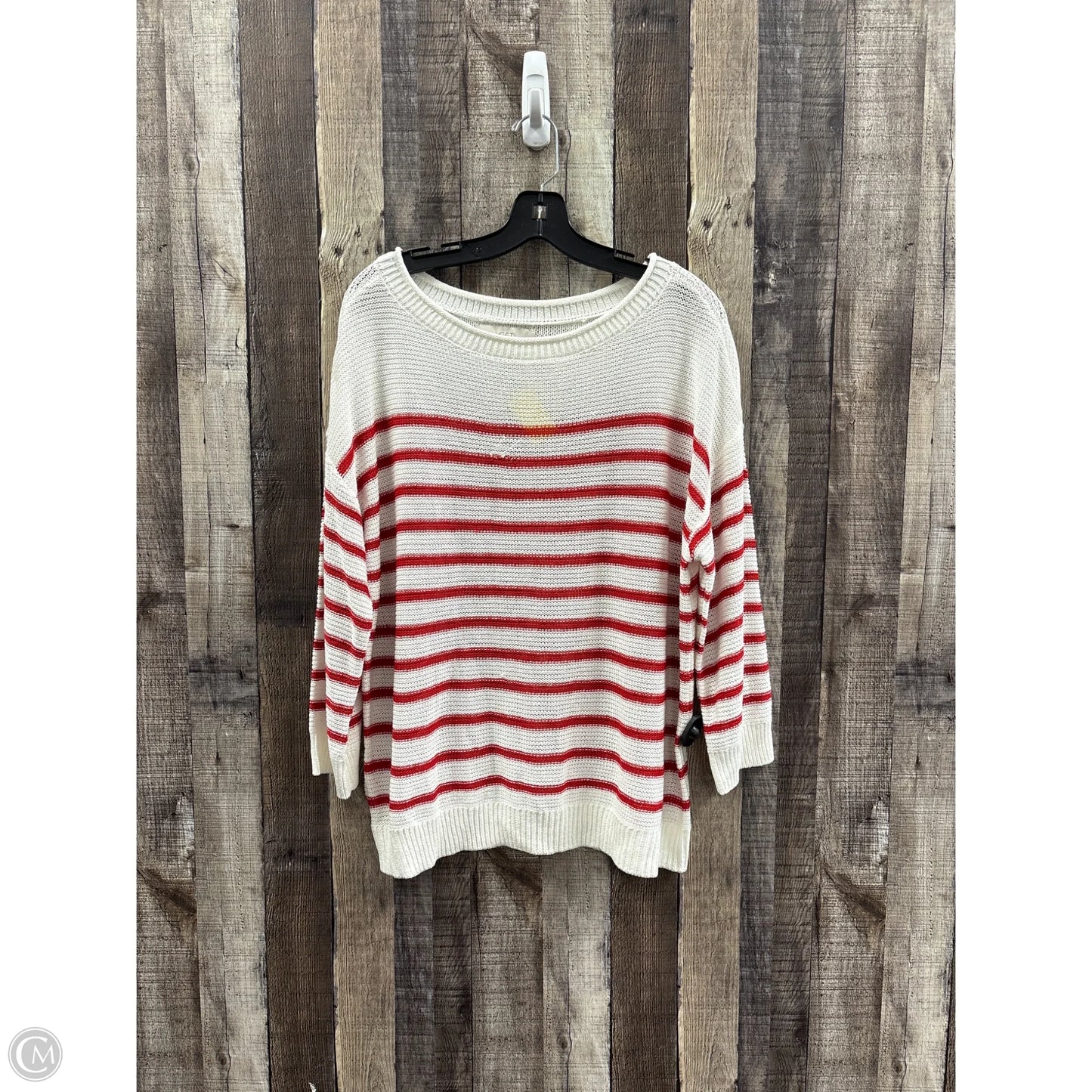 Sweater By Loft In Red & White, Size: Xl