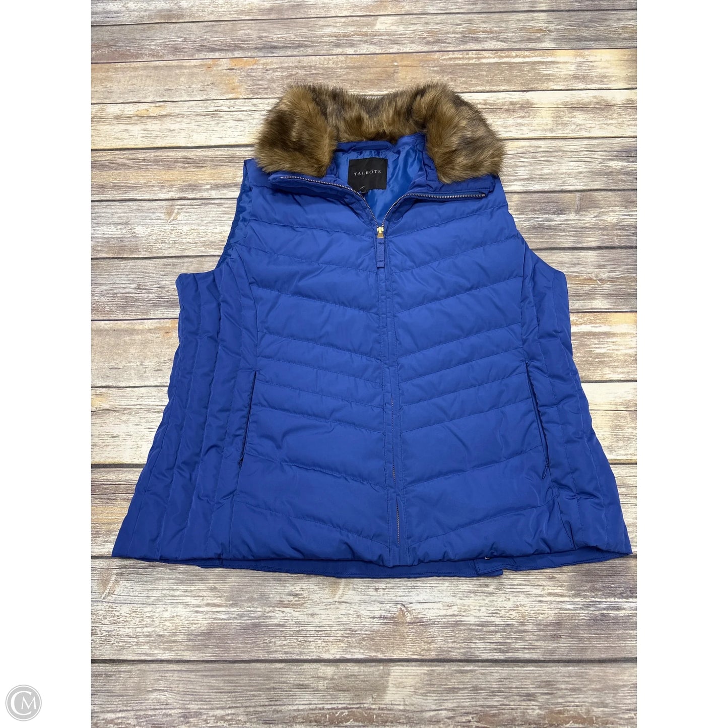 Vest Puffer & Quilted By Talbots In Blue, Size: Xl