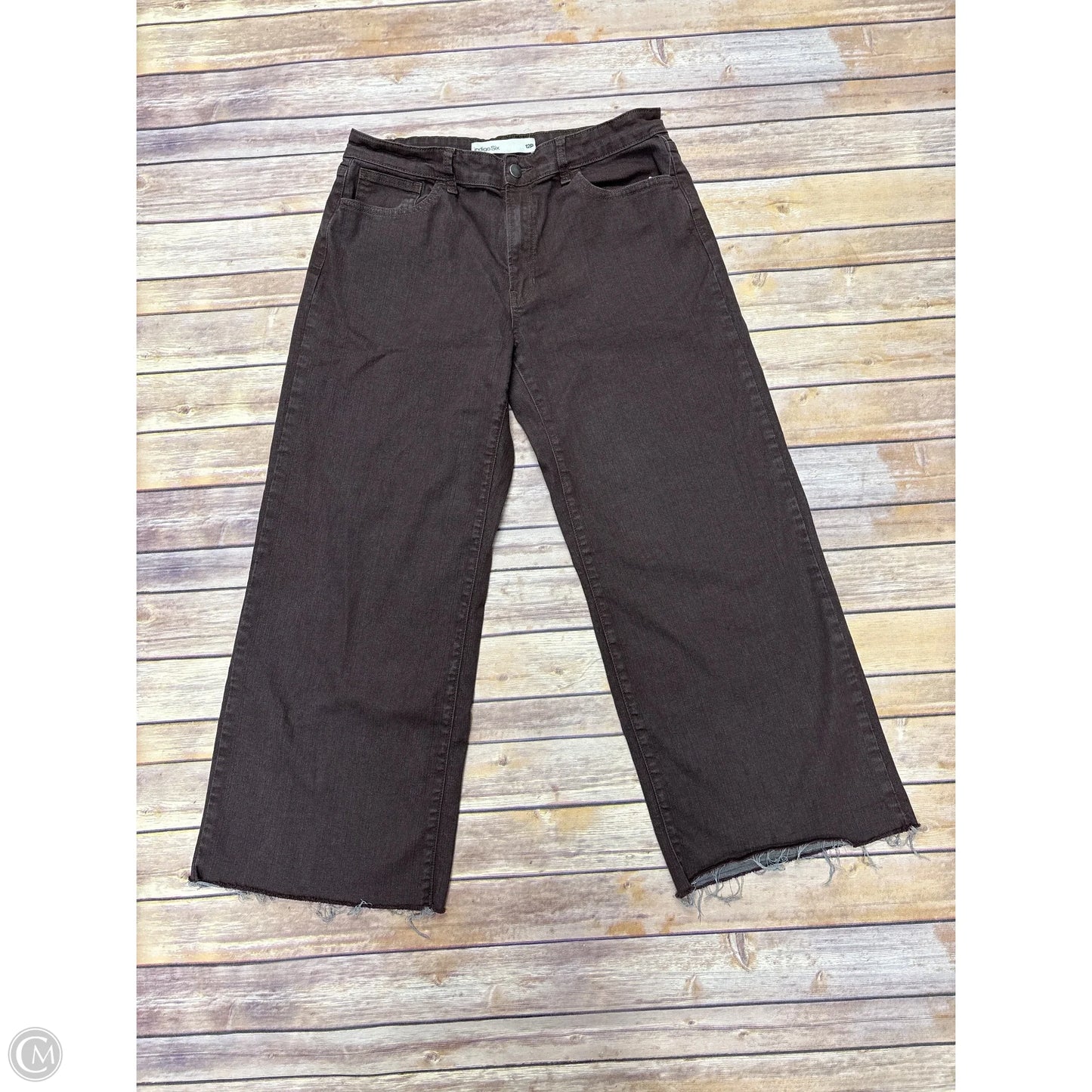 Jeans Wide Leg By Cme In Brown Denim, Size: 12