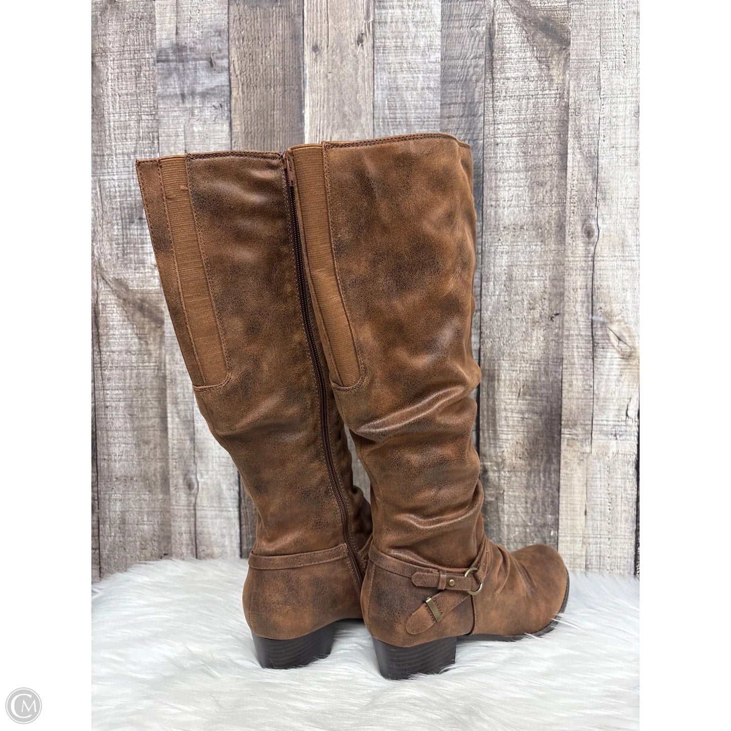 Boots Knee Heels By Yuu Collection In Brown, Size: 7