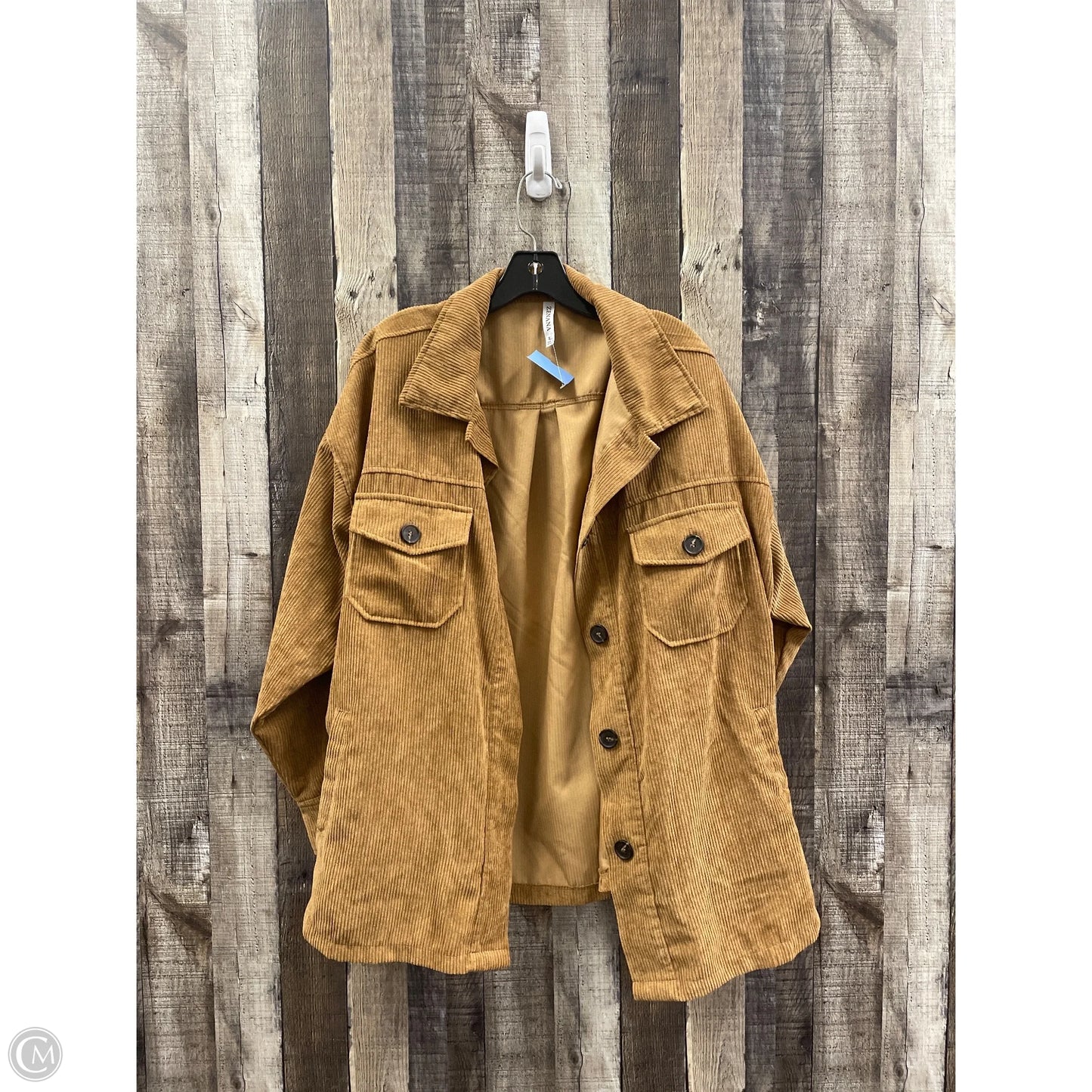 Jacket Shirt By Zenana In Brown, Size: Xl