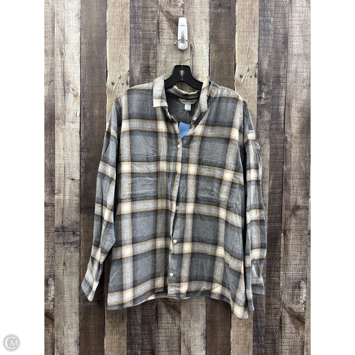 Top Long Sleeve By Old Navy In Plaid Pattern, Size: Xxl