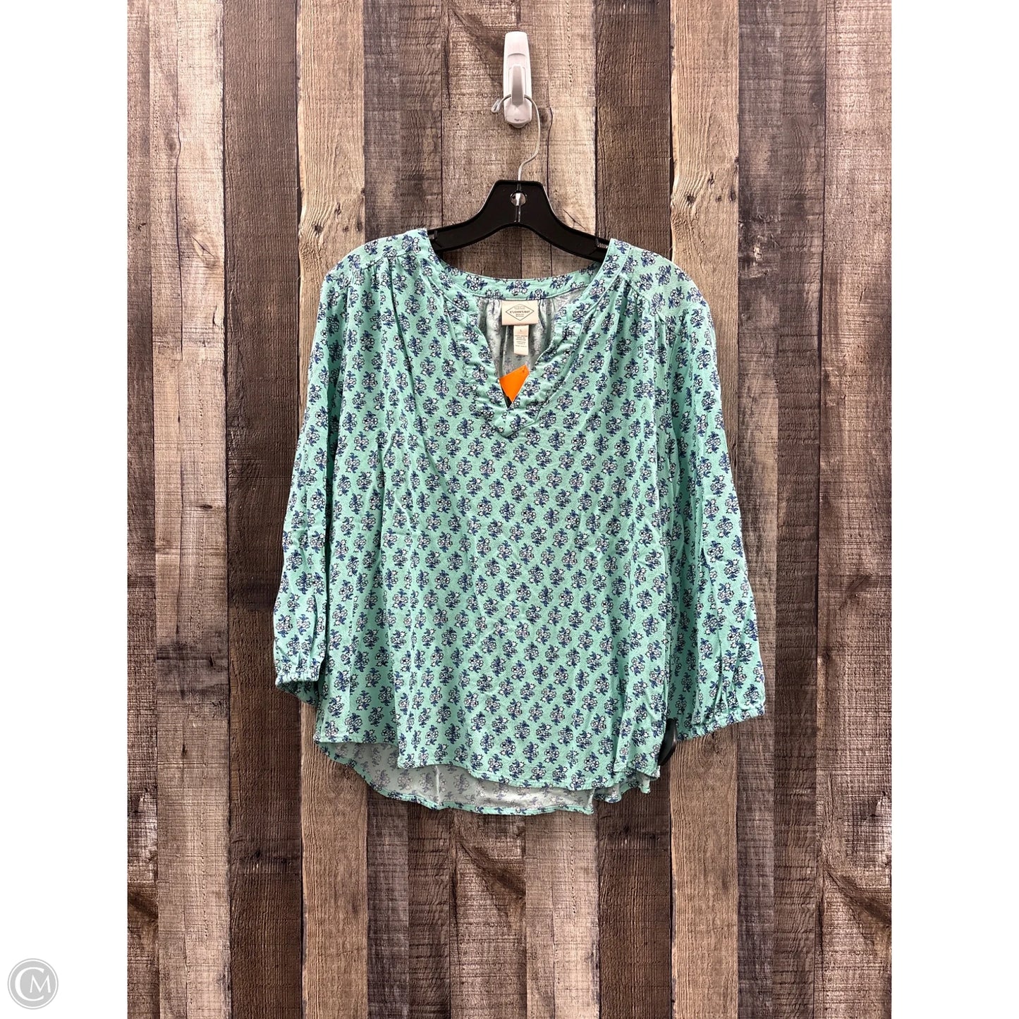 Top 3/4 Sleeve By St Johns Bay In Blue & Green, Size: L