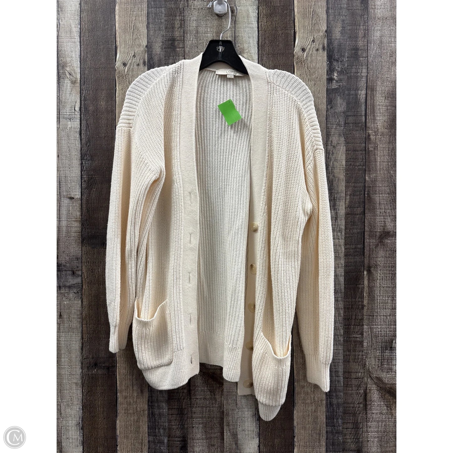 Sweater Cardigan By Loft In Cream, Size: M