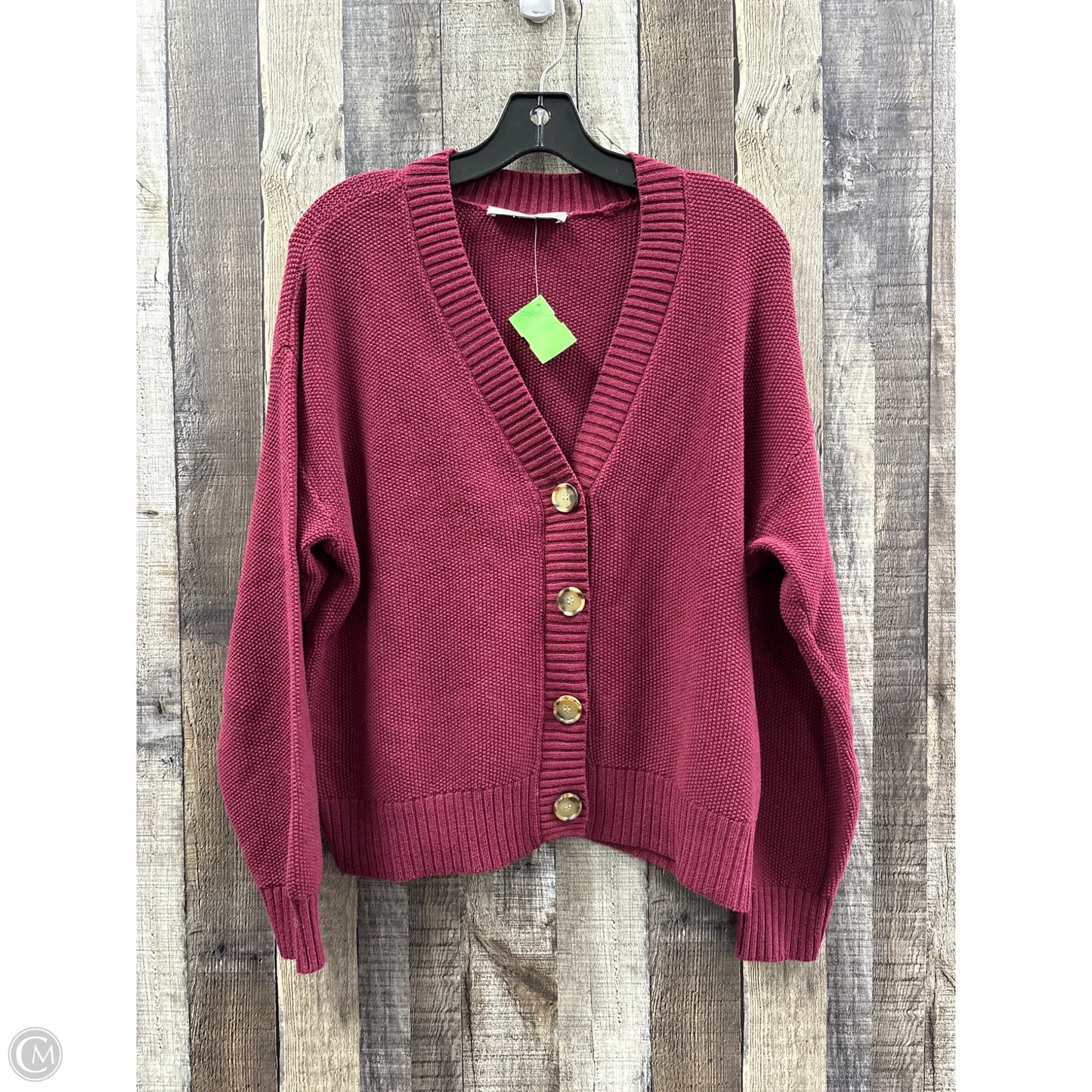 Sweater Cardigan By Loft In Red, Size: L