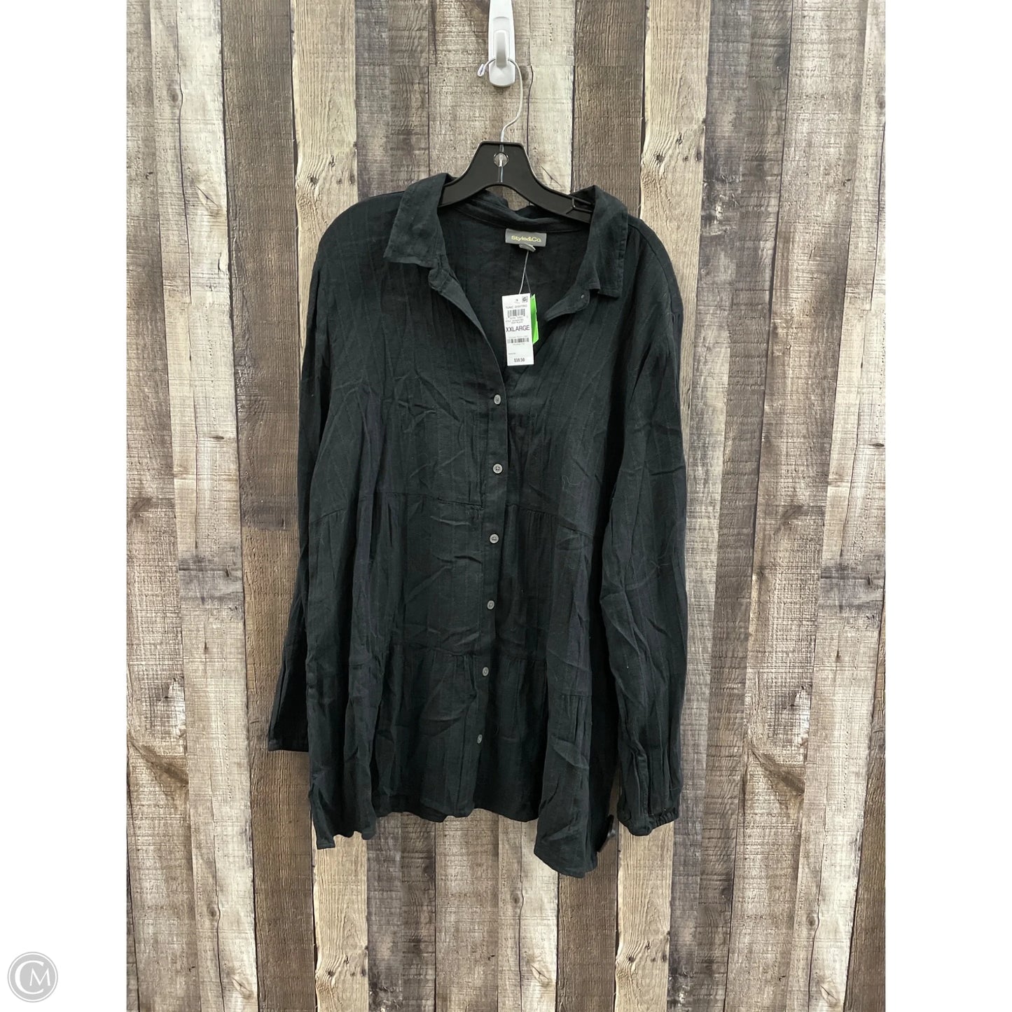 Tunic Long Sleeve By Style And Company In Black, Size: Xxl