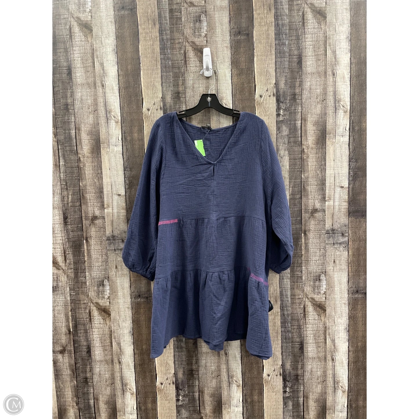 Tunic Long Sleeve By Cme In Blue & Brown, Size: Xl
