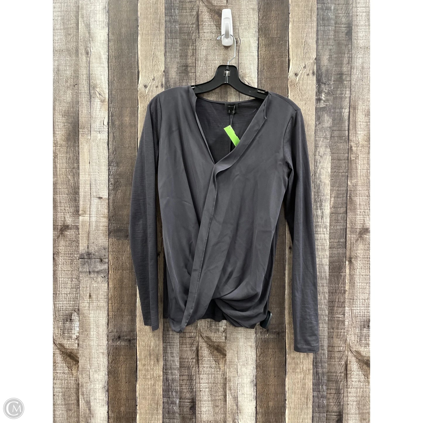 Top Long Sleeve By Theory In Grey, Size: S