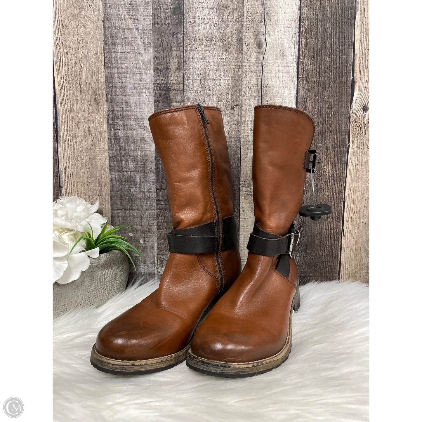 Boots Mid-calf Flats By Clarks In Brown, Size: 6