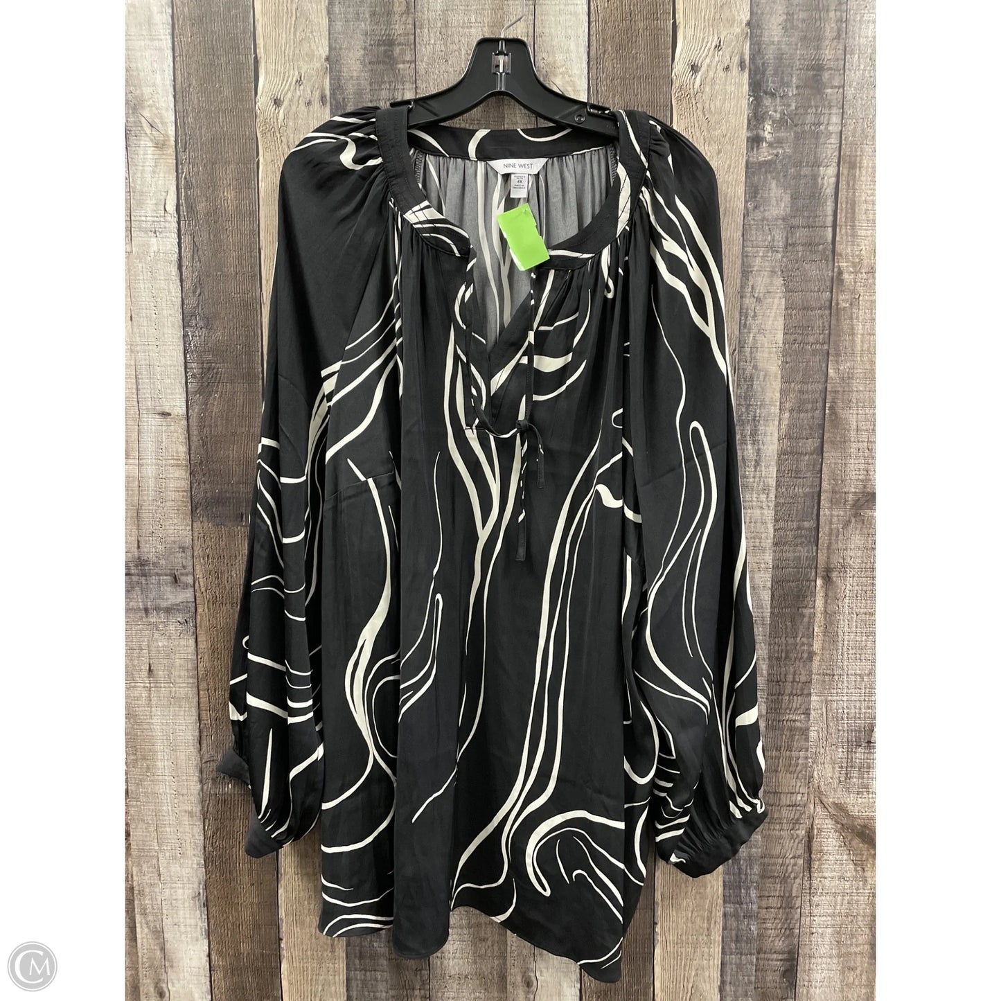 Tunic Long Sleeve By Nine West In Black & White, Size: 4x