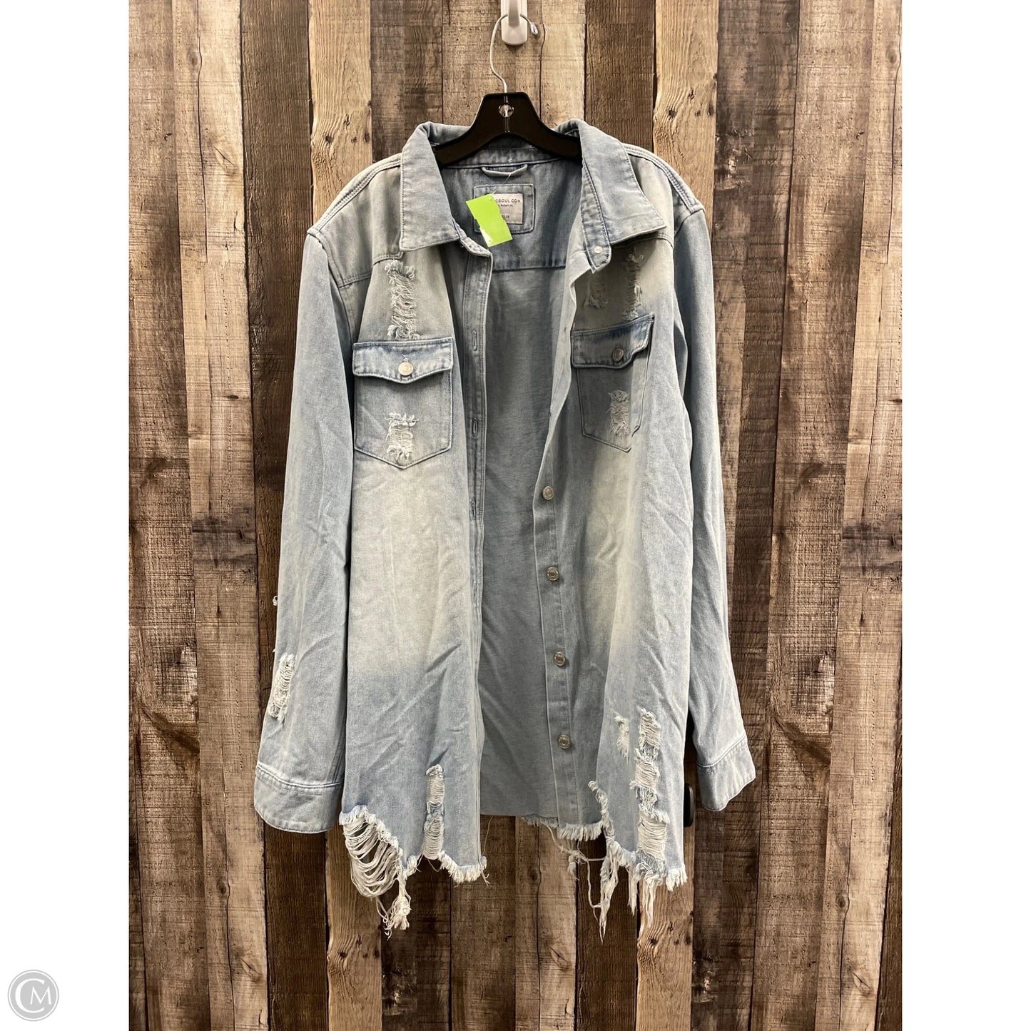 Jacket Shirt By Chicsoul In Blue Denim, Size: 3x