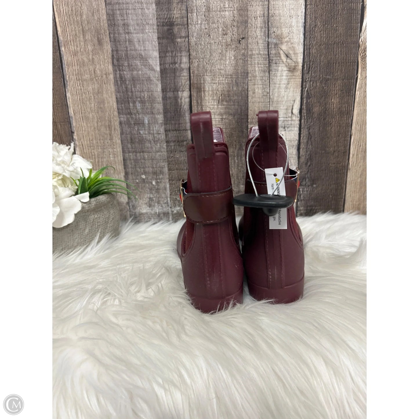 Boots Rain By Cme In Maroon, Size: 7
