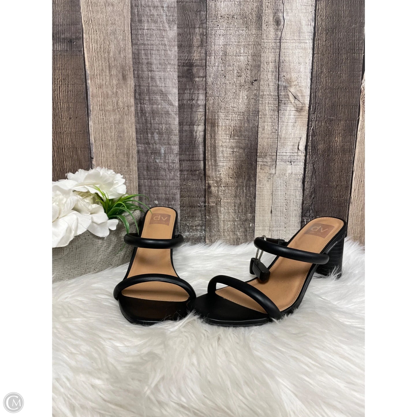 Sandals Heels Block By Dv In Black, Size: 9