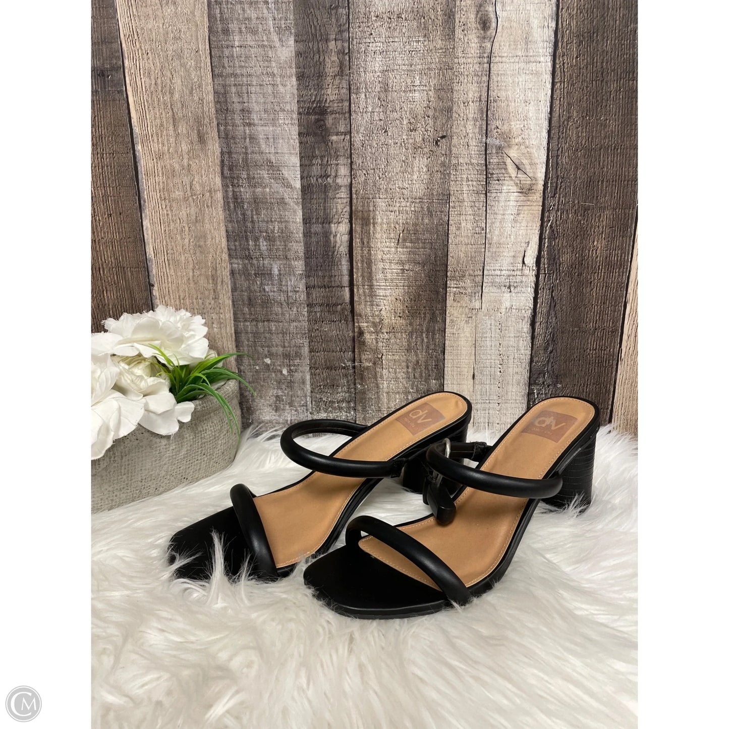 Sandals Heels Block By Dv In Black, Size: 9
