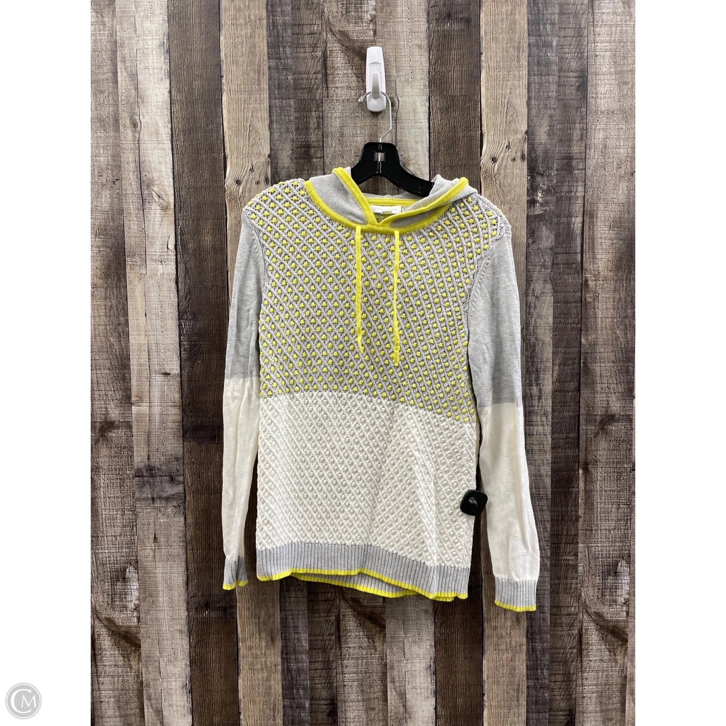 Sweater By Charter Club In Grey & Yellow, Size: M