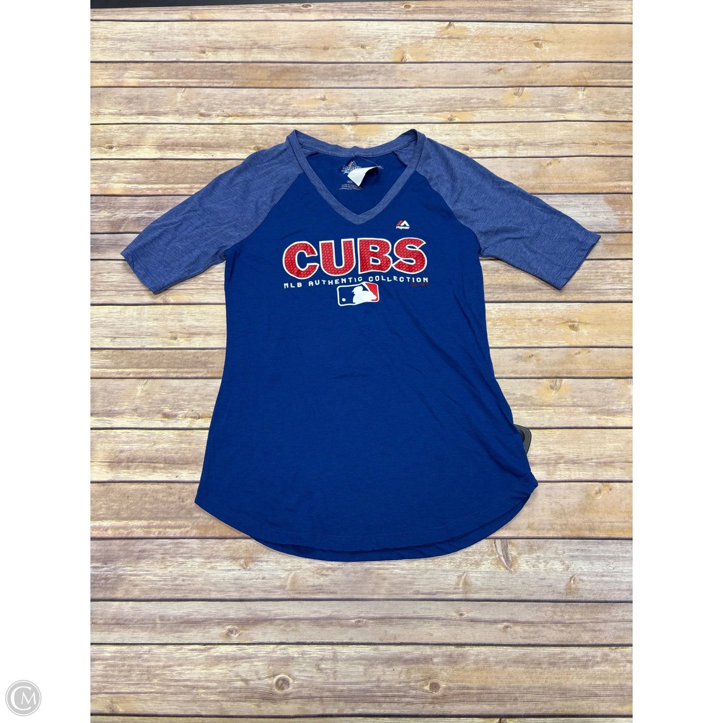 Athletic Top Short Sleeve By Majestic In Blue, Size: M