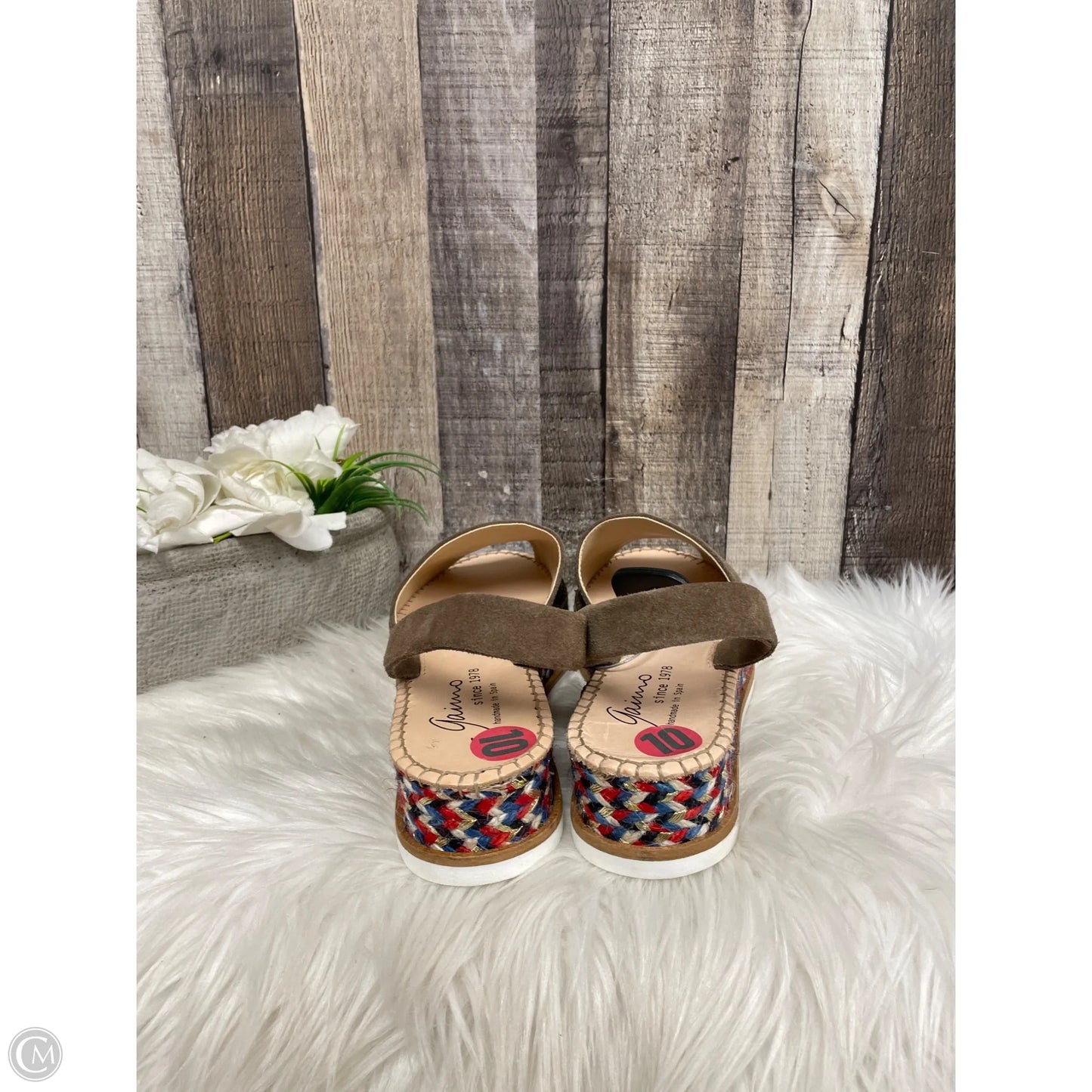 Sandals Heels Wedge By Cme In Tan, Size: 10