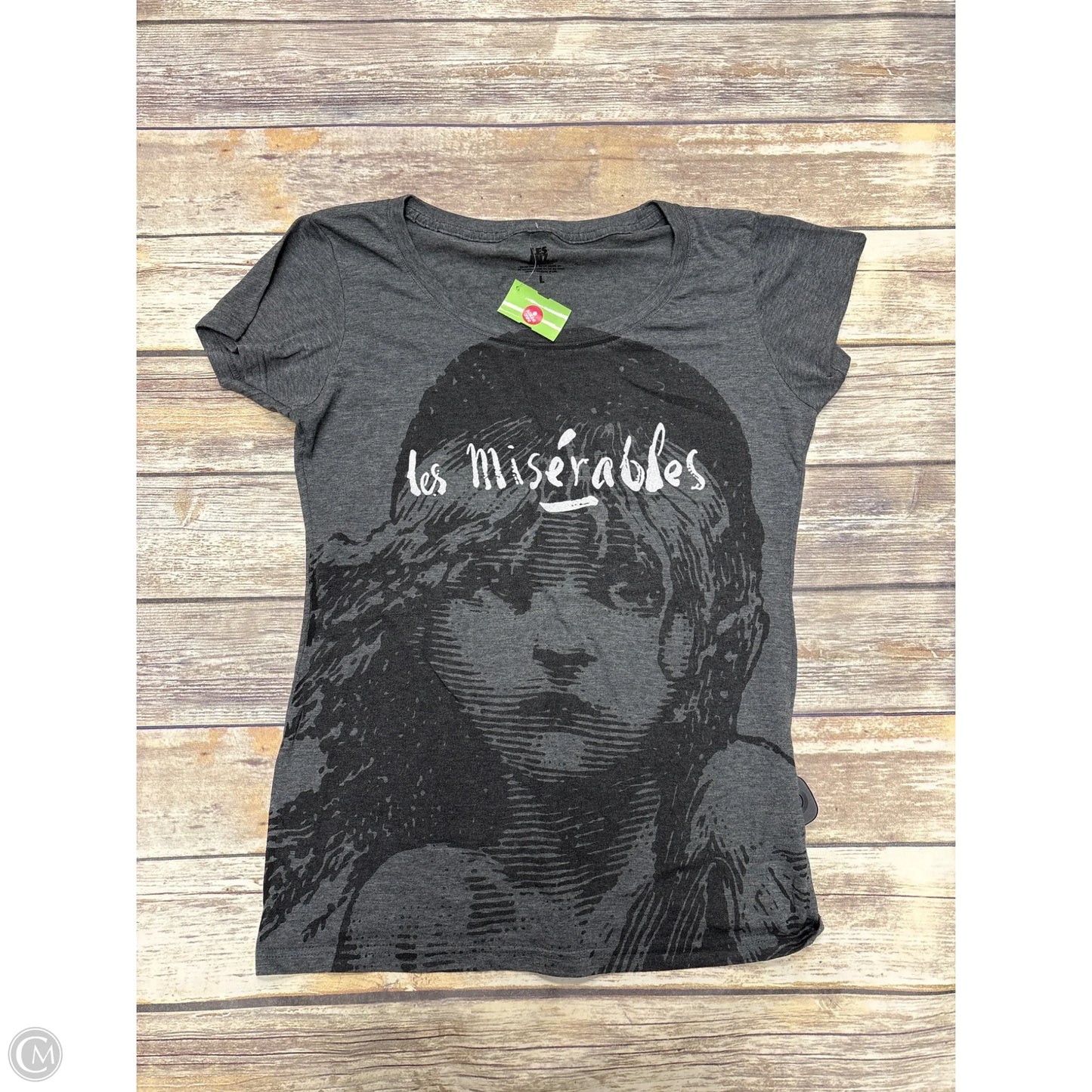Top Short Sleeve By Cme In Grey, Size: L