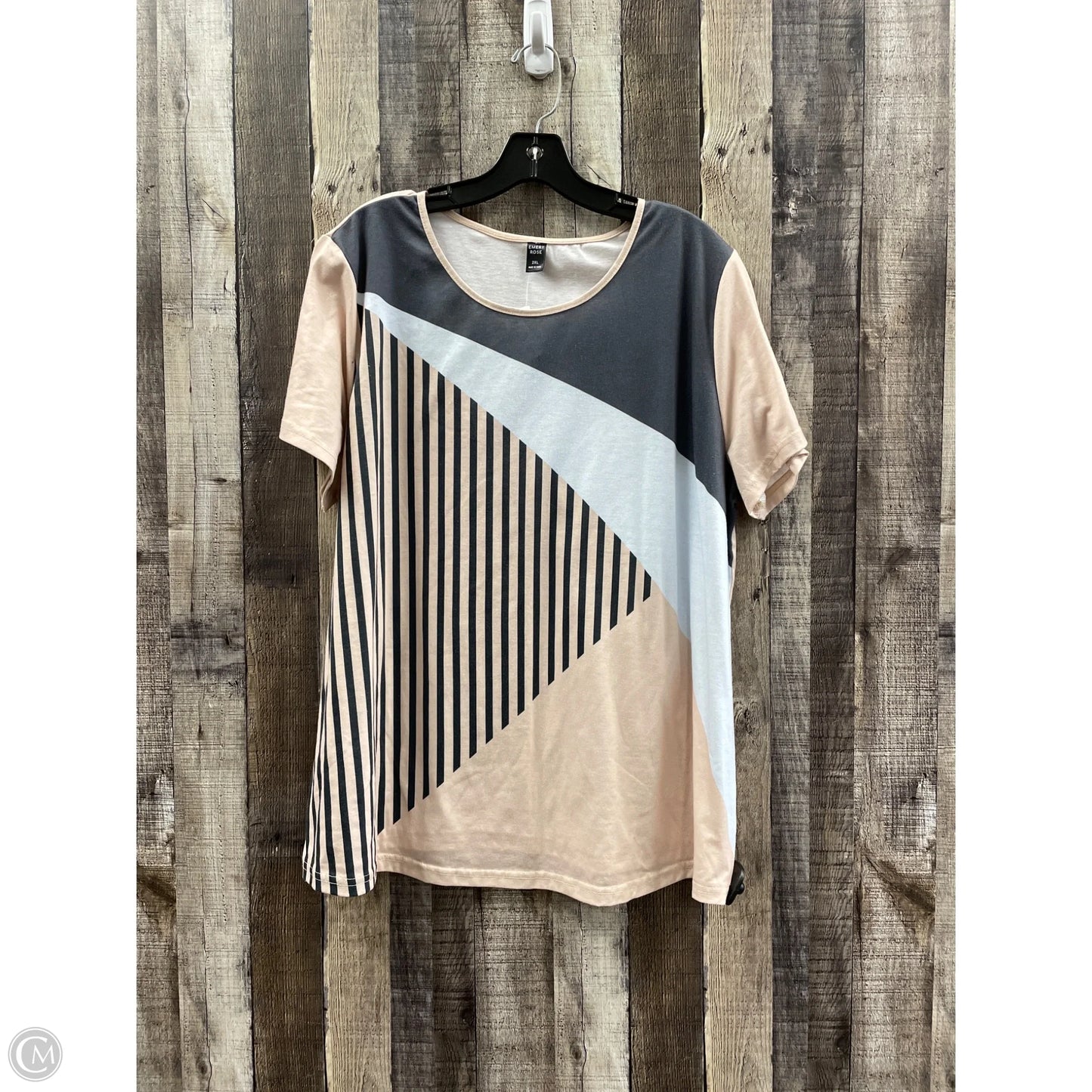 Top Short Sleeve By Emery Rose In Grey, Size: 2x