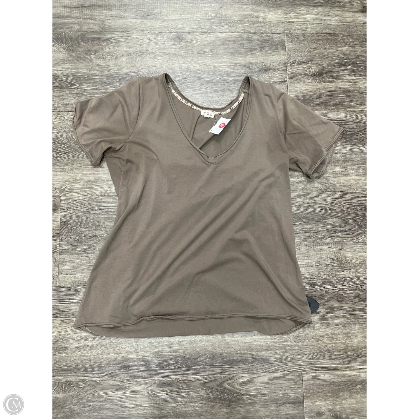 Top Short Sleeve By Pol In Brown, Size: L
