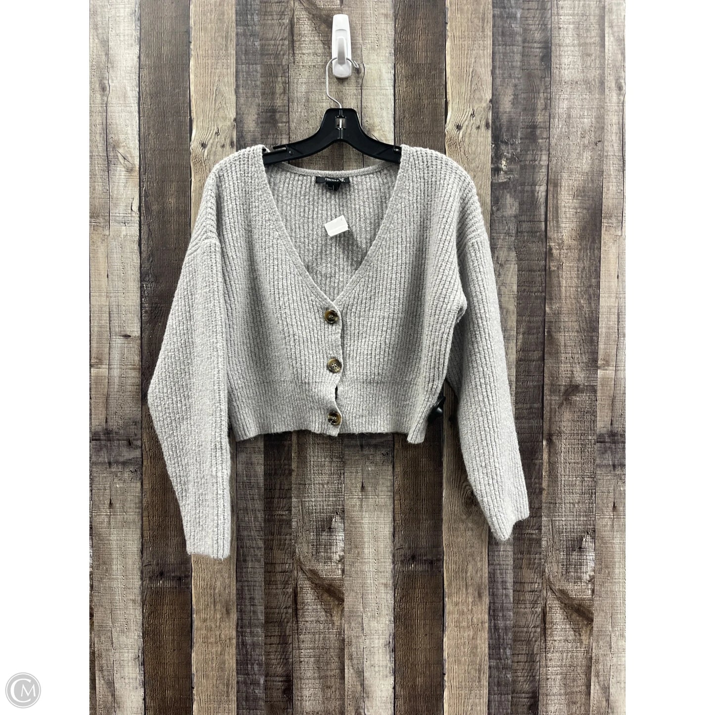 Sweater Cardigan By Forever 21 In Grey, Size: L
