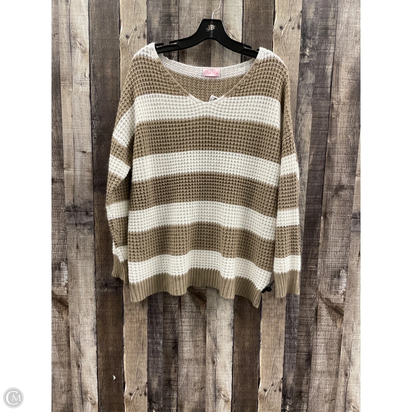 Sweater By Pink Lily In Tan & White, Size: S