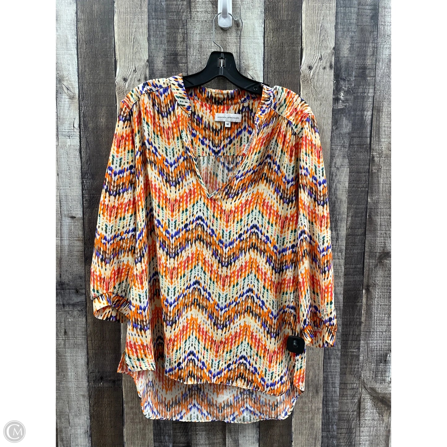 Top 3/4 Sleeve By Amanda Uprichard In Multi-colored, Size: M