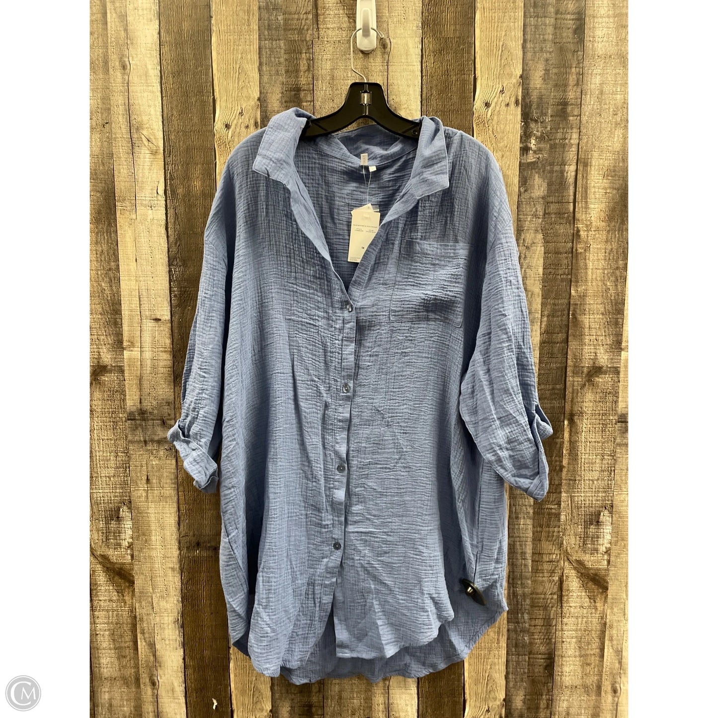 Tunic 3/4 Sleeve By Cme In Blue, Size: 1x