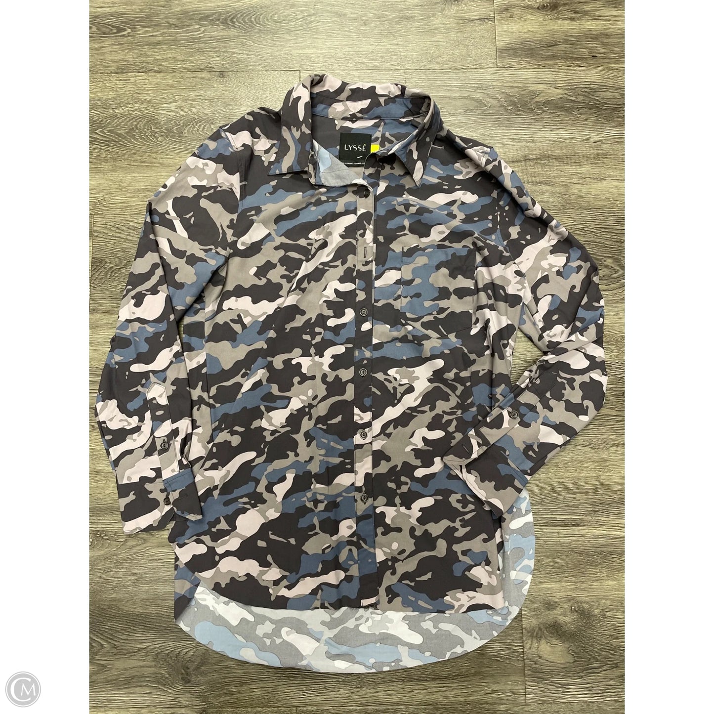 Top Long Sleeve By Cme In Camouflage Print, Size: L