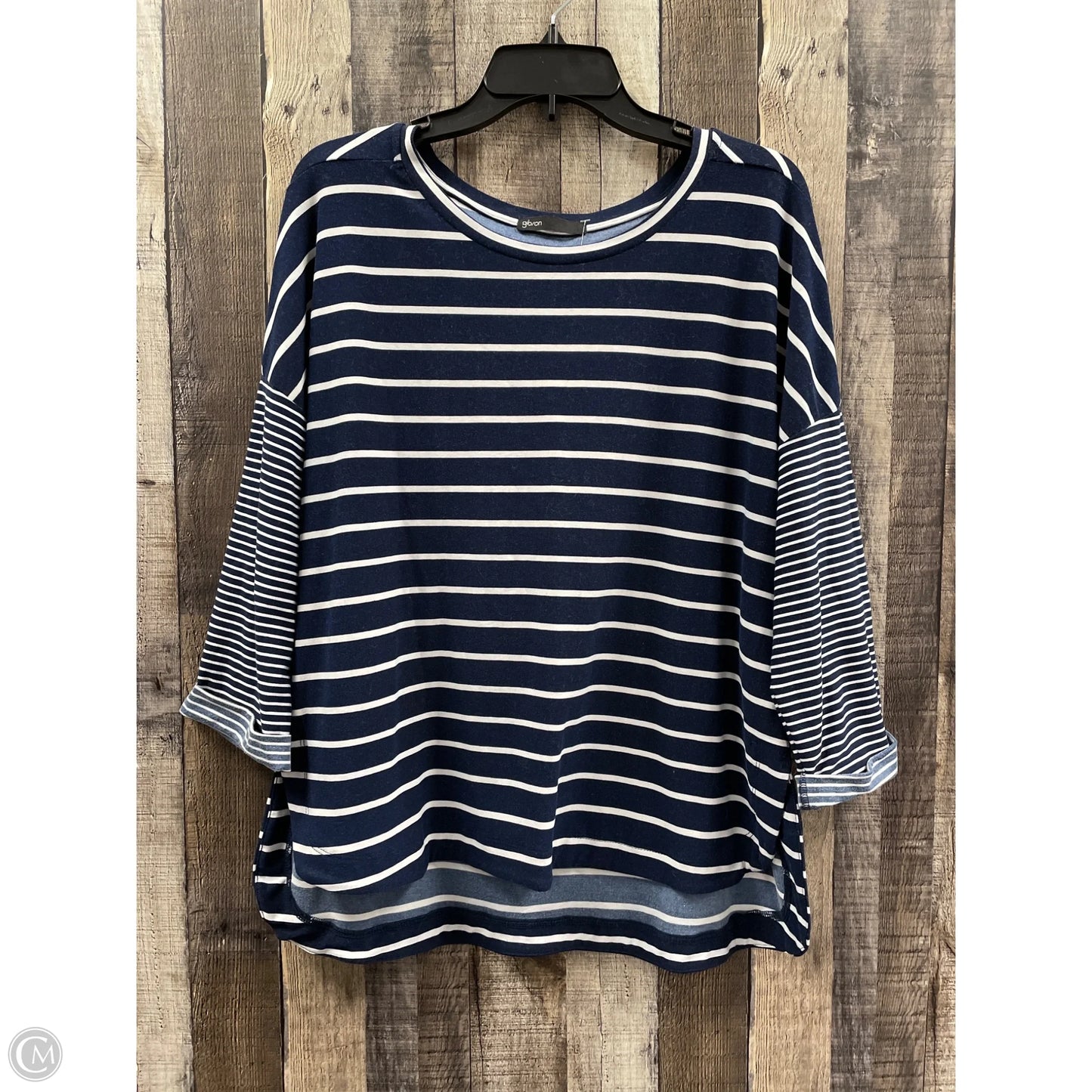 Top 3/4 Sleeve By Gibson In Striped Pattern, Size: M