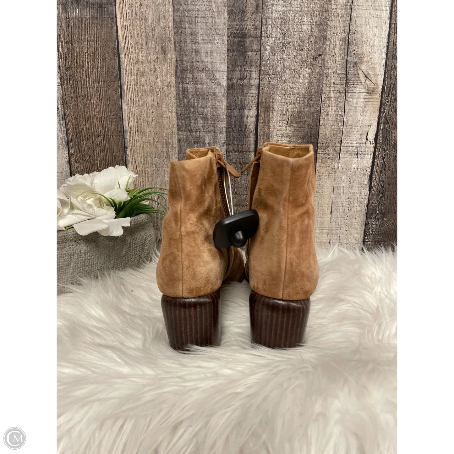 Boots Ankle Heels By Vince In Tan, Size: 6