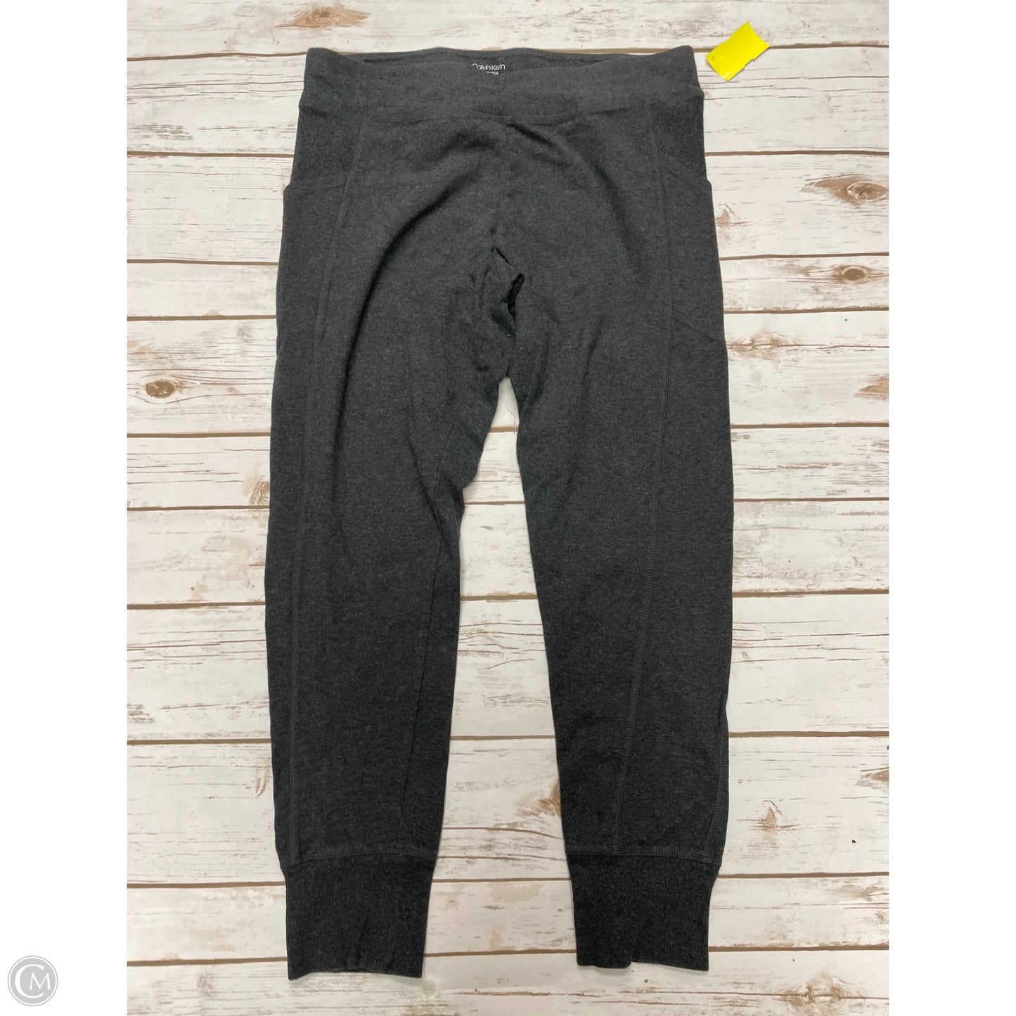 Athletic Leggings By Calvin Klein In Grey, Size: Xl