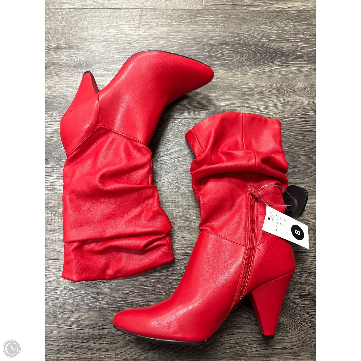 Boots Ankle Heels By A New Day In Red, Size: 8