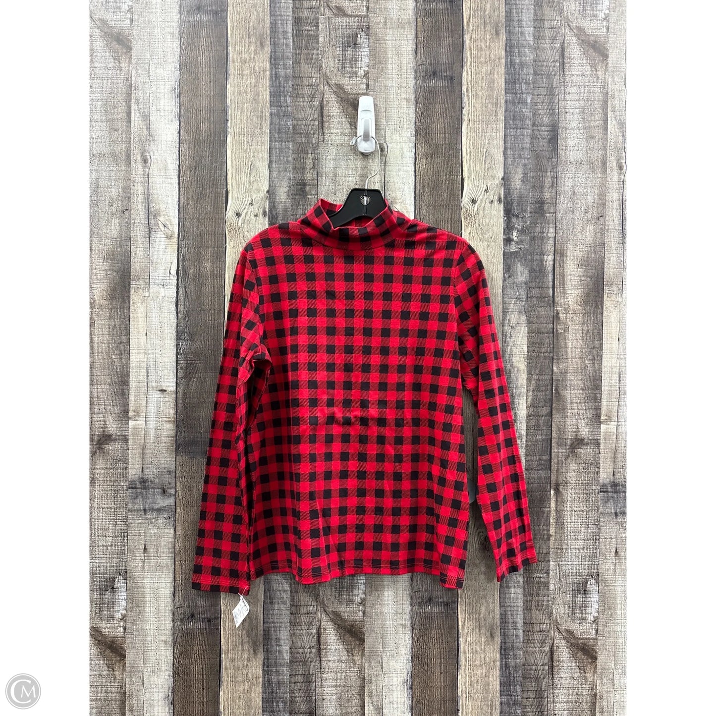 Top 3/4 Sleeve By Croft And Barrow In Checkered Pattern, Size: M